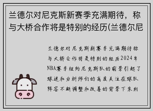兰德尔对尼克斯新赛季充满期待，称与大桥合作将是特别的经历(兰德尔尼克斯定妆照)